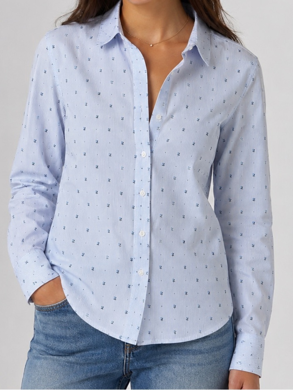 Micro-Pattern Button-Down Shirt